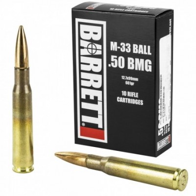 50 BMG Barrett 661gr. M33 Ball Full Metal Jacket Ammo (10rds) - TALO ...